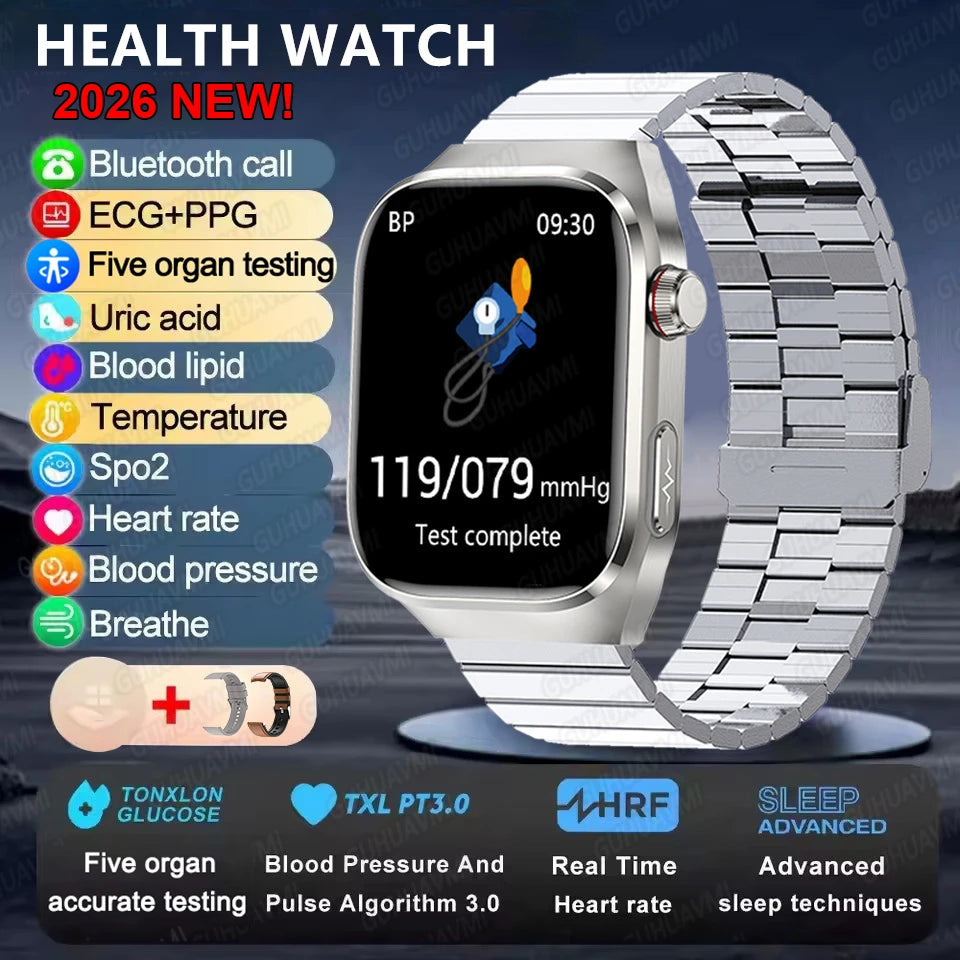Smart Watch for Men Uric Acid and Body Fat Monitoring