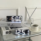 Digital Alarm Clock LED Curved Screen Plastic Bedside Clock