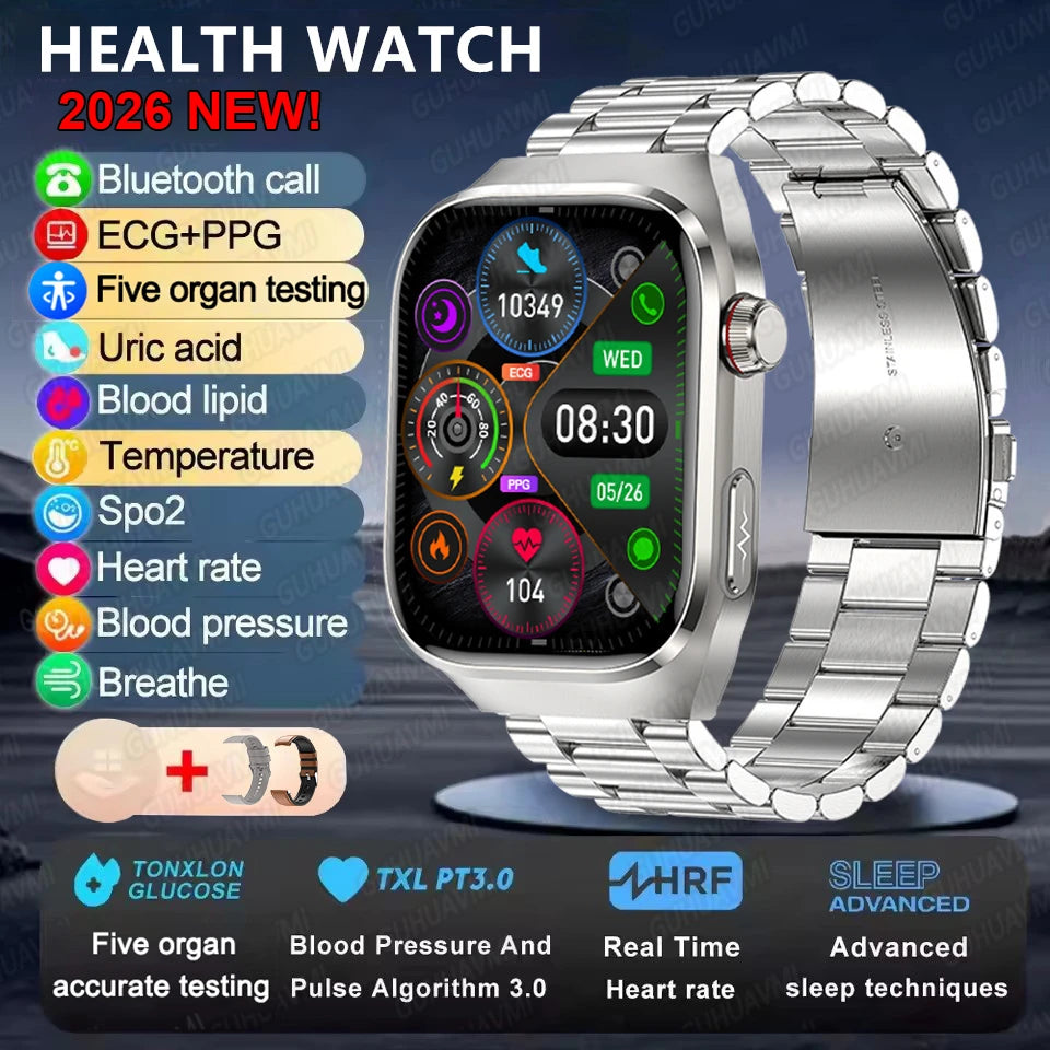 Smart Watch for Men Uric Acid and Body Fat Monitoring