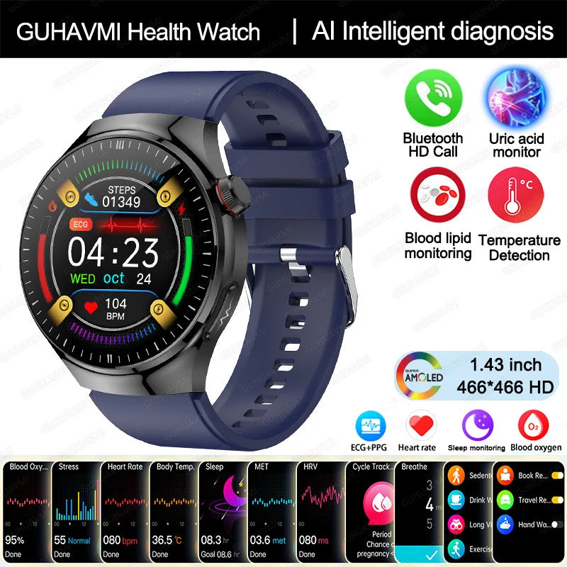Smart Watch TK26 Blood Oxygen ECG Body Temperature by GUHUAVMI
