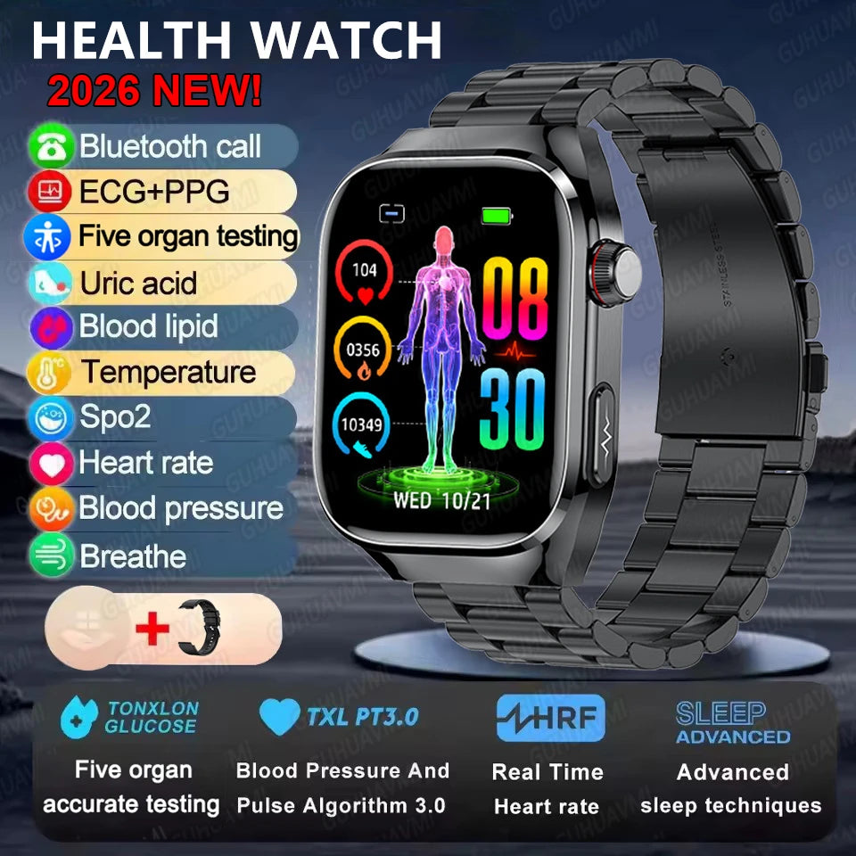 Smart Watch for Men Uric Acid and Body Fat Monitoring