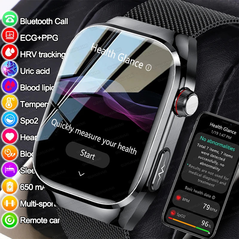 Smart Watch for Men Uric Acid and Body Fat Monitoring
