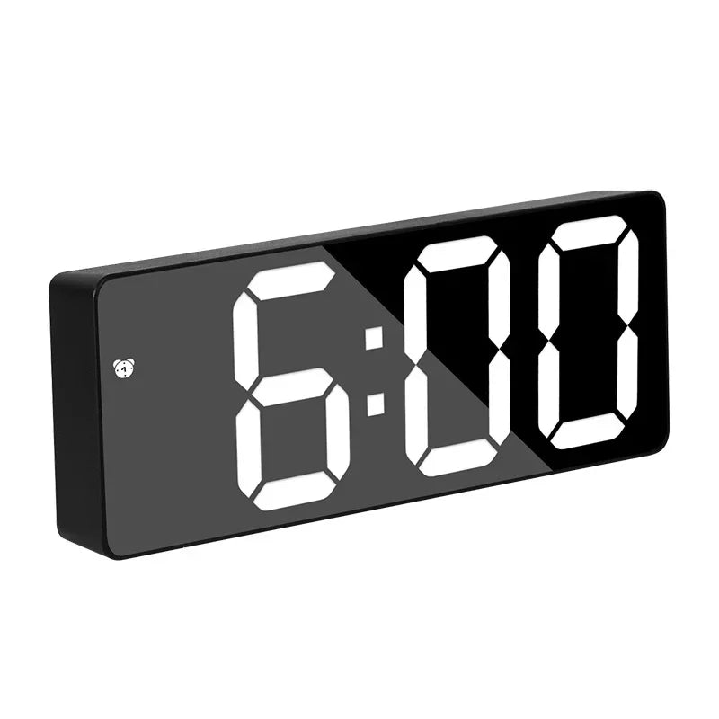 Digital Alarm Clock LED Curved Screen Plastic Bedside Clock
