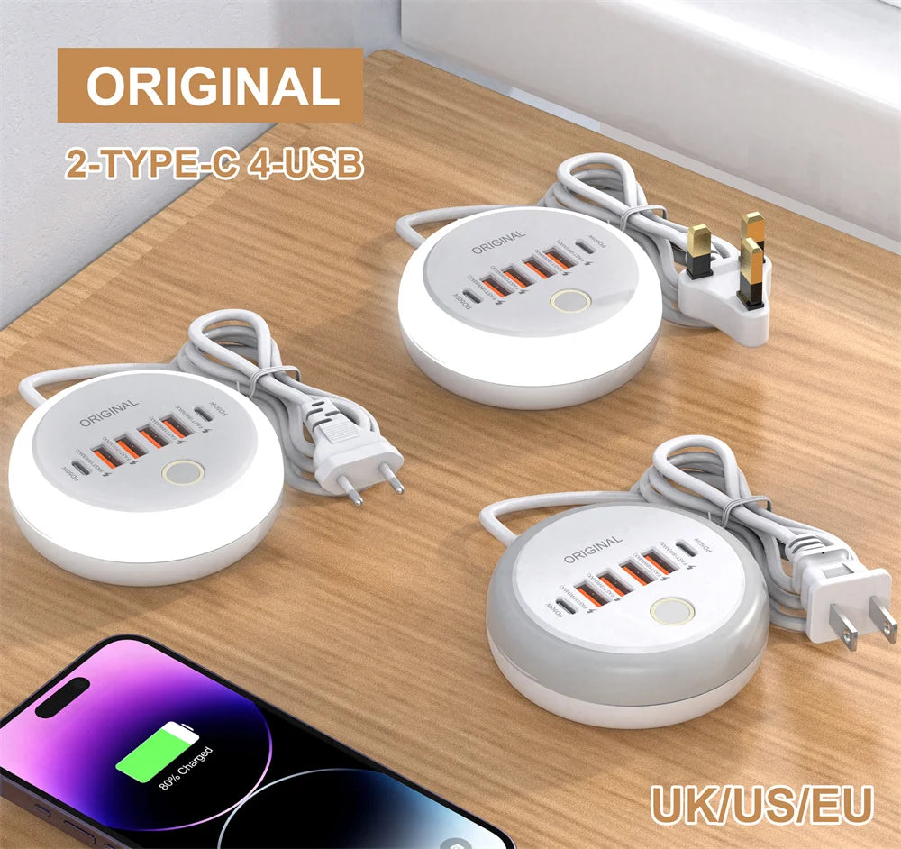 50W USB Charger Multi Port Fast Charging Adapter for iPhone Samsung