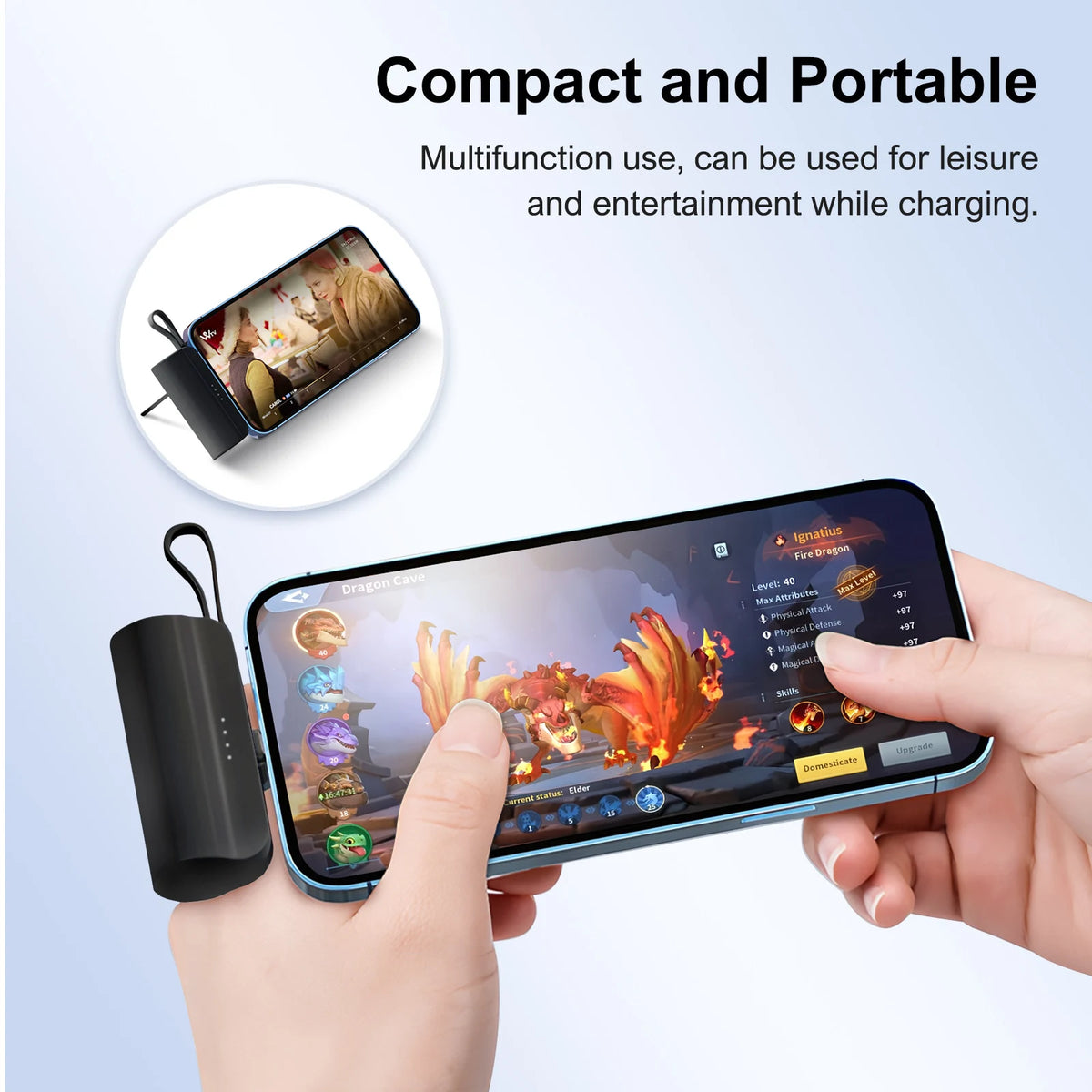 4500mAh Mini Power Bank Portable Charger Dual USB-C Black