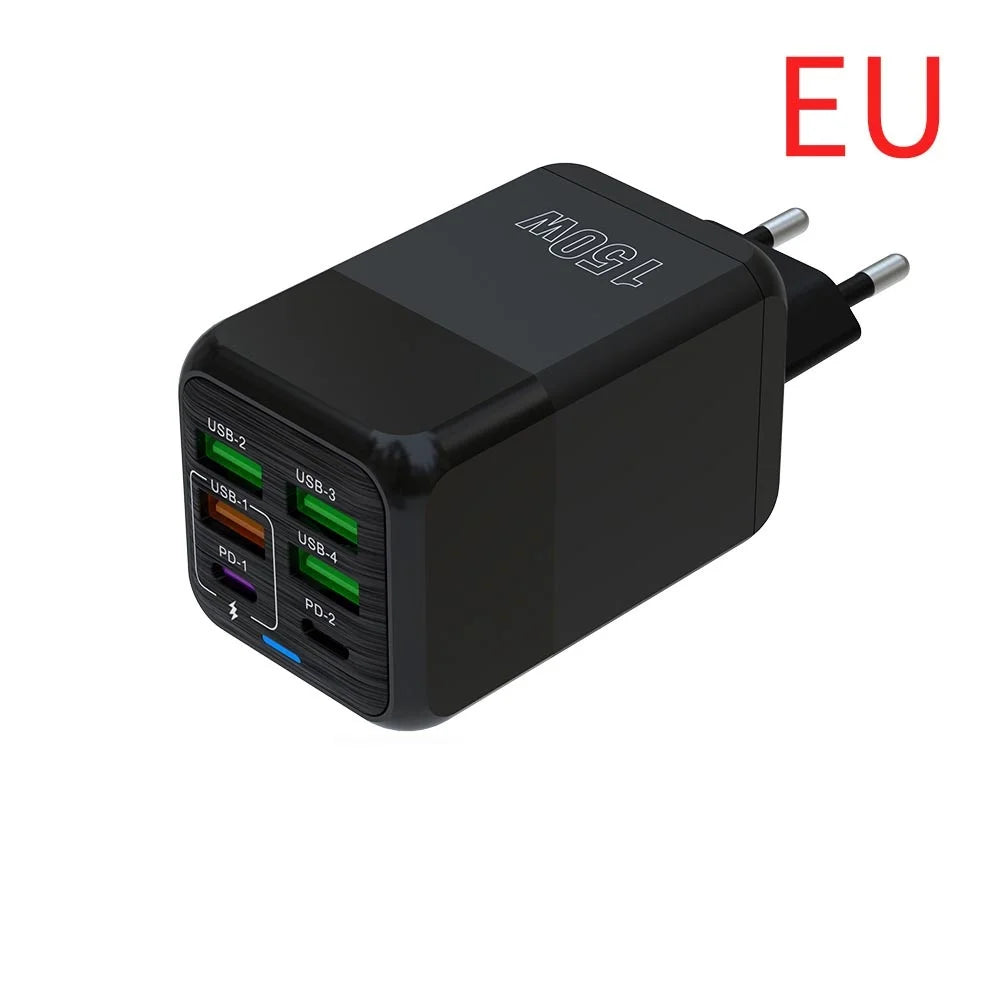 150W USB Charger Wall Adapter with 6 Ports and Fast Charging