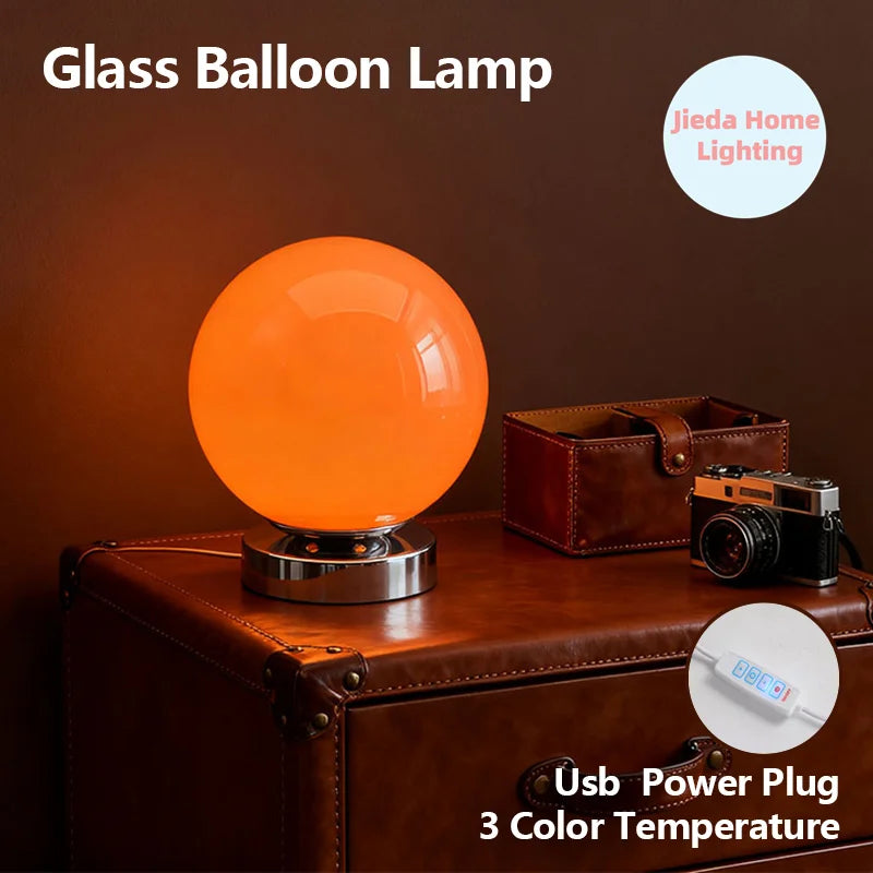 Murano Glass Table Lamp USB Powered Vintage Glass Lighting
