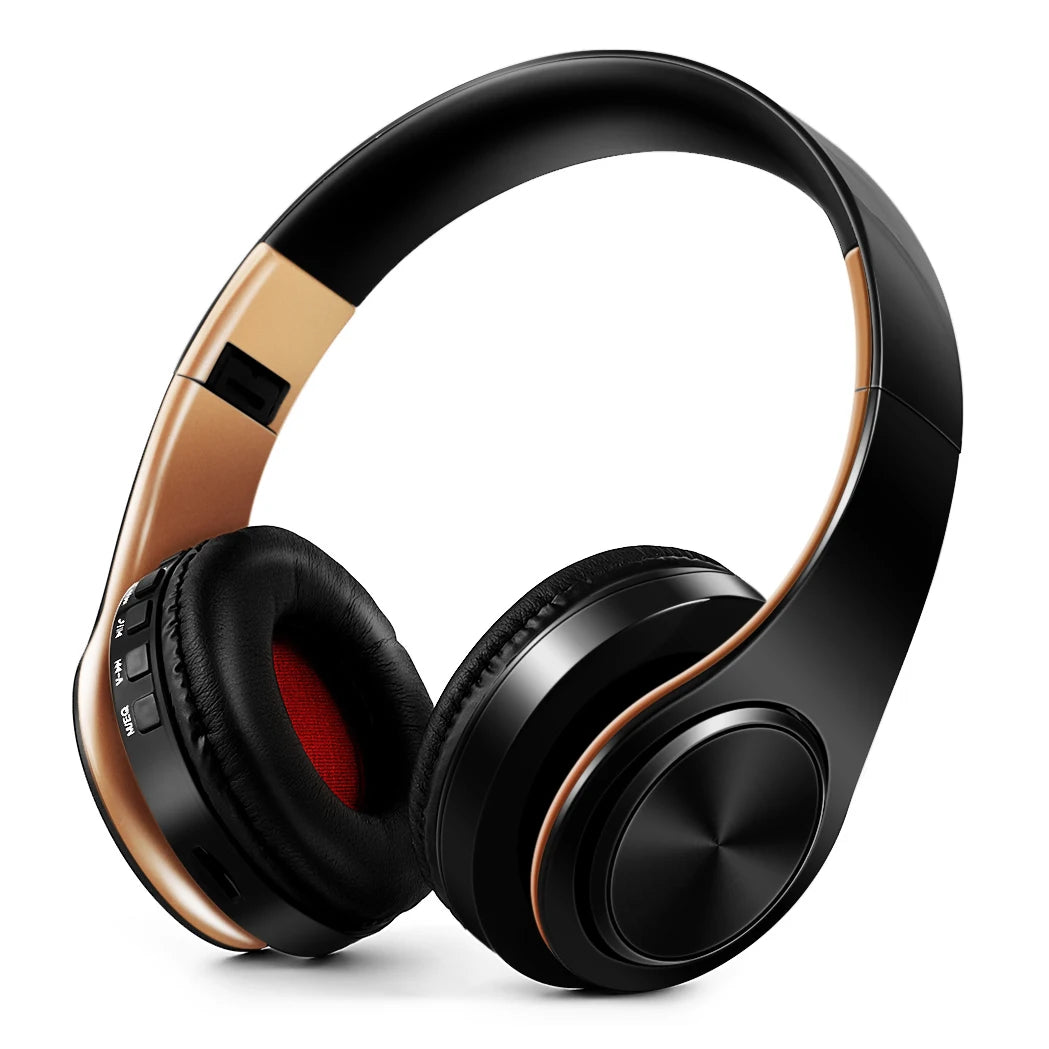Gold Wireless Headphones Bluetooth Earphone Stereo Headset