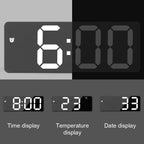 Digital Alarm Clock LED Curved Screen Plastic Bedside Clock