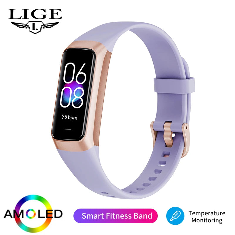 LIGE Smartwatch 1.1" AMOLED Waterproof Sports Tracker for IOS Android