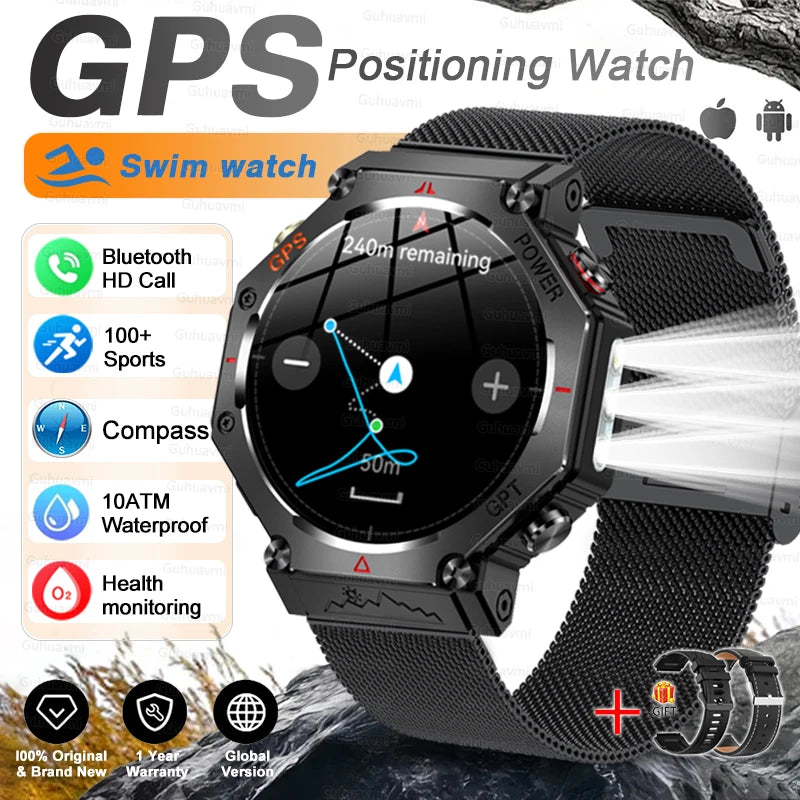 T-Rex 3 GPS Smart Watch by GUHUAVMI - Military Grade, 10ATM Waterproof