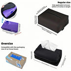 Car Tissue Box with Artificial Leather for Hanging Storage