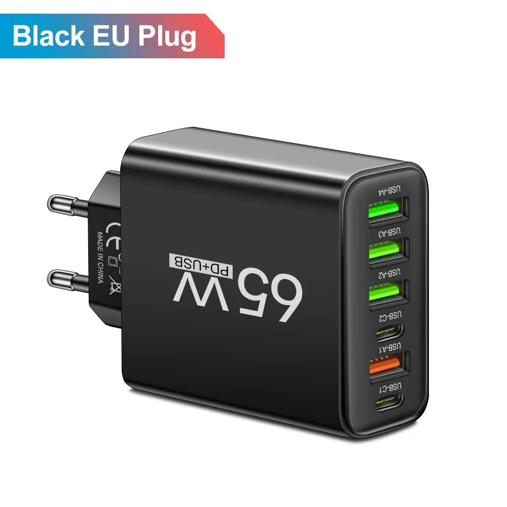 65W USB Charger Type C Adapter for iPhone Samsung Xiaomi Huawei