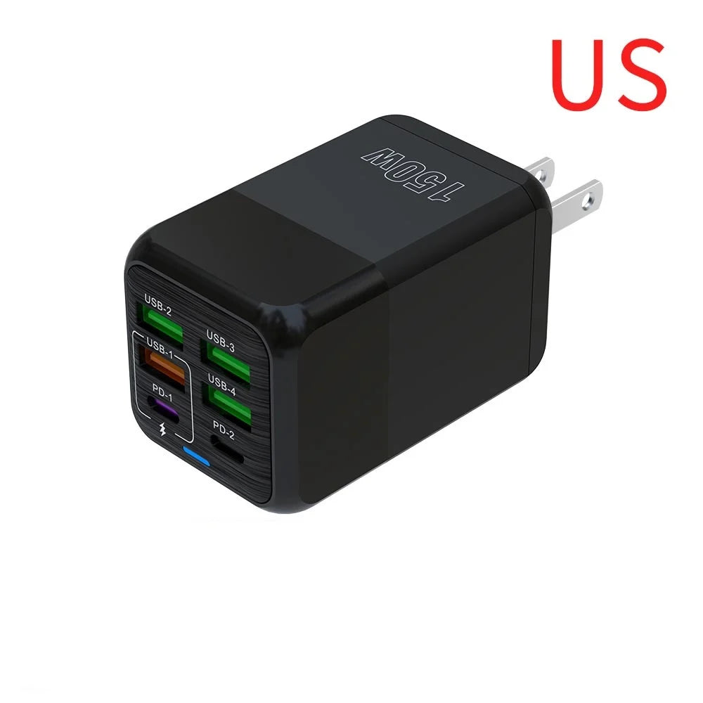 150W USB Charger Wall Adapter with 6 Ports and Fast Charging