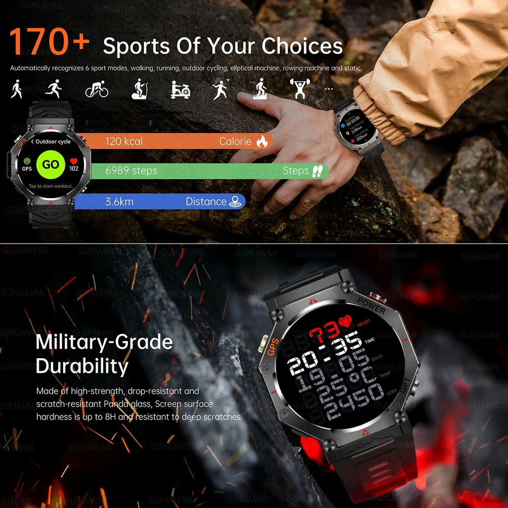 T-Rex 3 GPS Smart Watch by GUHUAVMI - Military Grade, 10ATM Waterproof