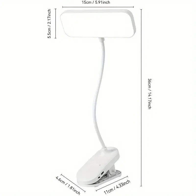 Clip-on LED Desk Lamp White Plastic for Study and Reading