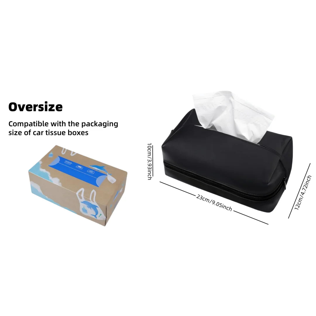 Car Tissue Box with Artificial Leather for Hanging Storage