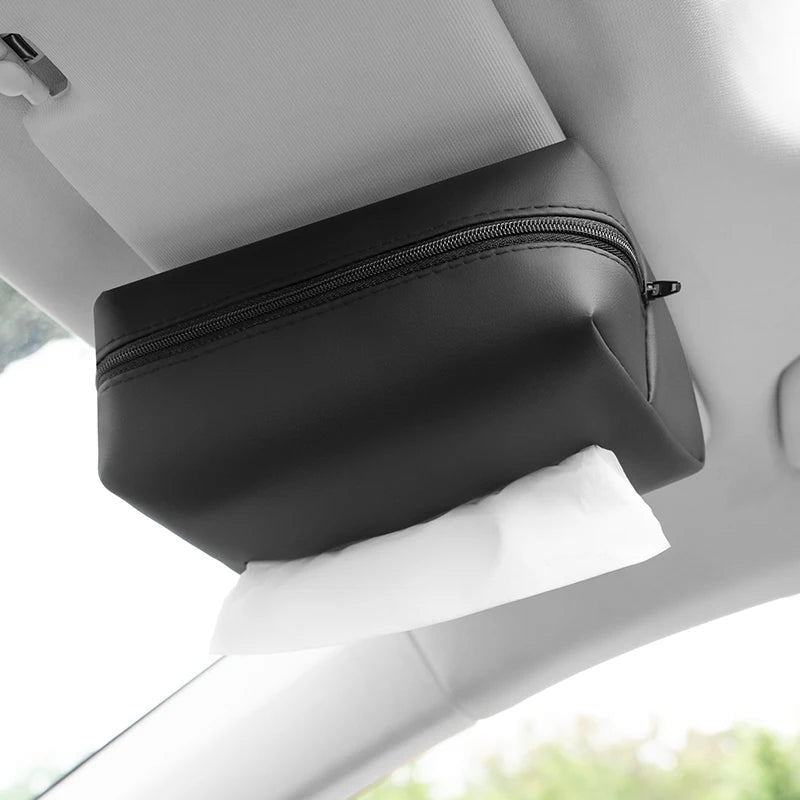 Car Tissue Box with Artificial Leather for Hanging Storage