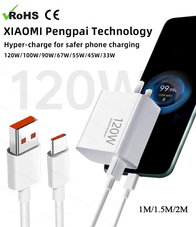 Xiaomi Type C Cable 120W Fast Charger for Mi and Redmi Phones