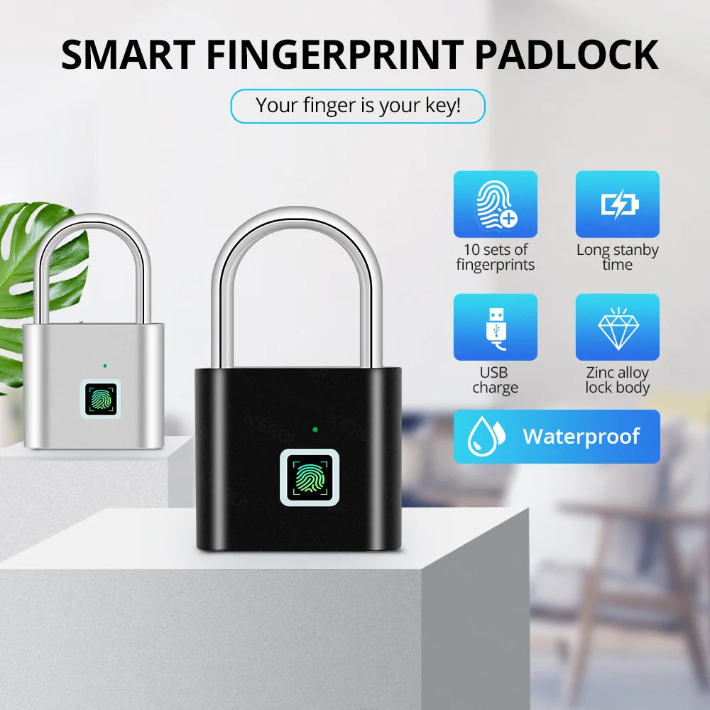Fingerprint Lock KERUI O11 Zinc Alloy USB Charging Waterproof