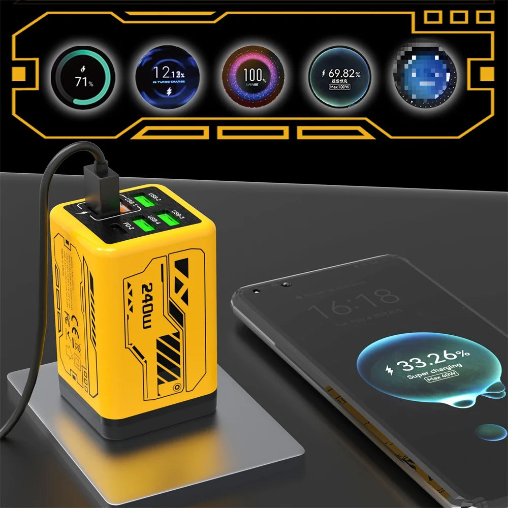240W Type C Fast Charging Phone Power Adapter