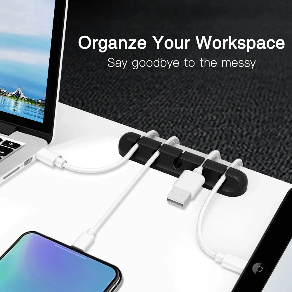 USB Cable Organizer Silicone Winder for Desktop Tidy Management