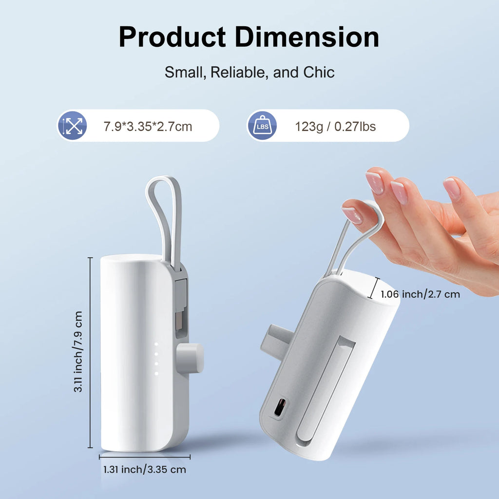 4500mAh Mini Power Bank Portable Charger Dual USB-C Black