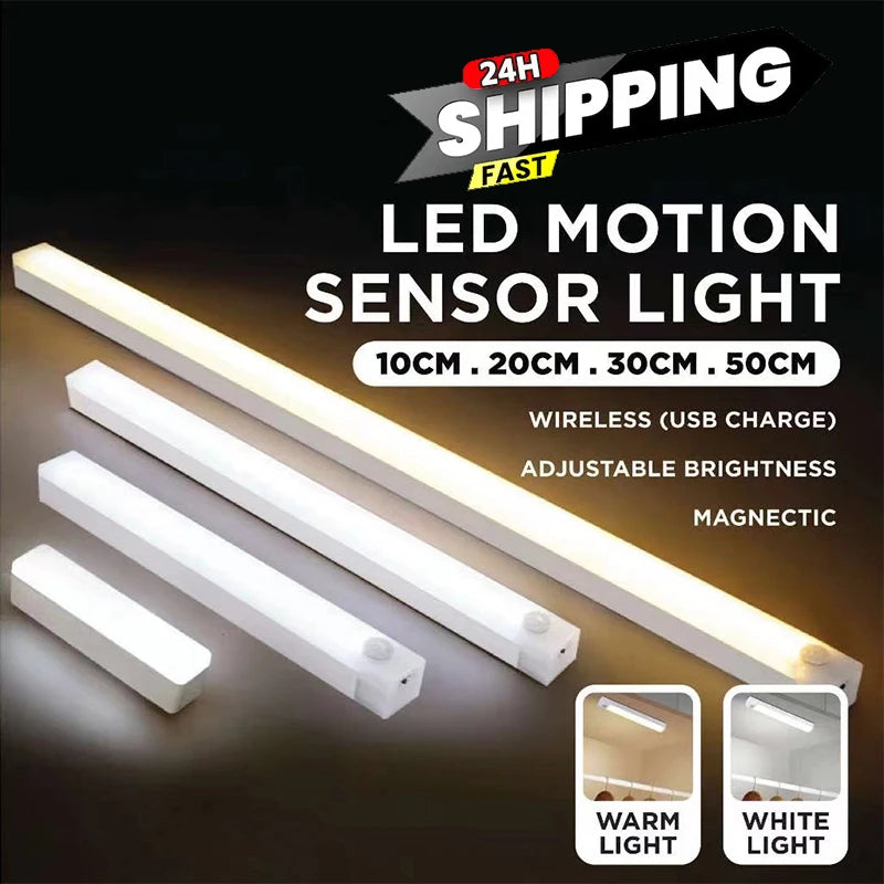 PIR Motion Sensor LED Night Light Dimmable Rechargeable Lamp