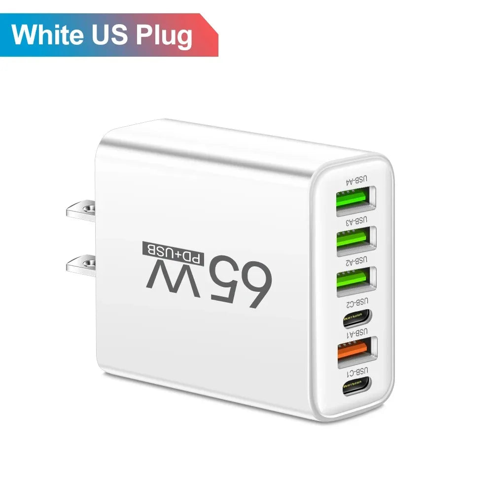 65W USB Charger Type C Adapter for iPhone Samsung Xiaomi Huawei