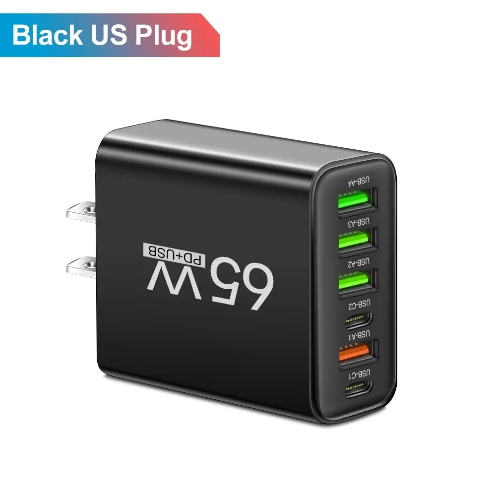 65W USB Charger Type C Adapter for iPhone Samsung Xiaomi Huawei