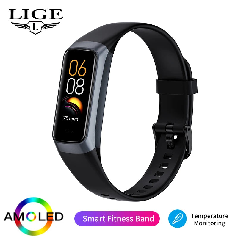 LIGE Smartwatch 1.1" AMOLED Waterproof Sports Tracker for IOS Android