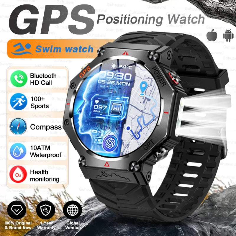 T-Rex 3 GPS Smart Watch by GUHUAVMI - Military Grade, 10ATM Waterproof