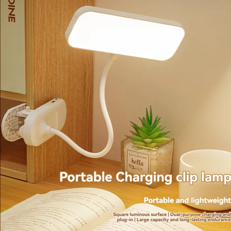 Clip-on LED Desk Lamp White Plastic for Study and Reading