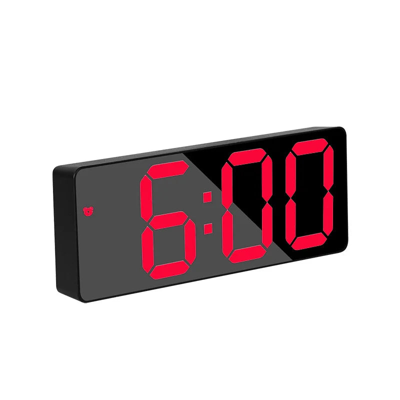 Digital Alarm Clock LED Curved Screen Plastic Bedside Clock