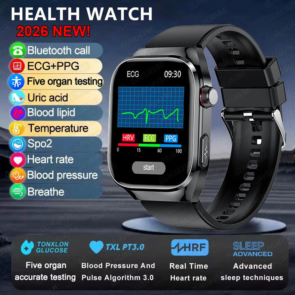 Smart Watch for Men Uric Acid and Body Fat Monitoring