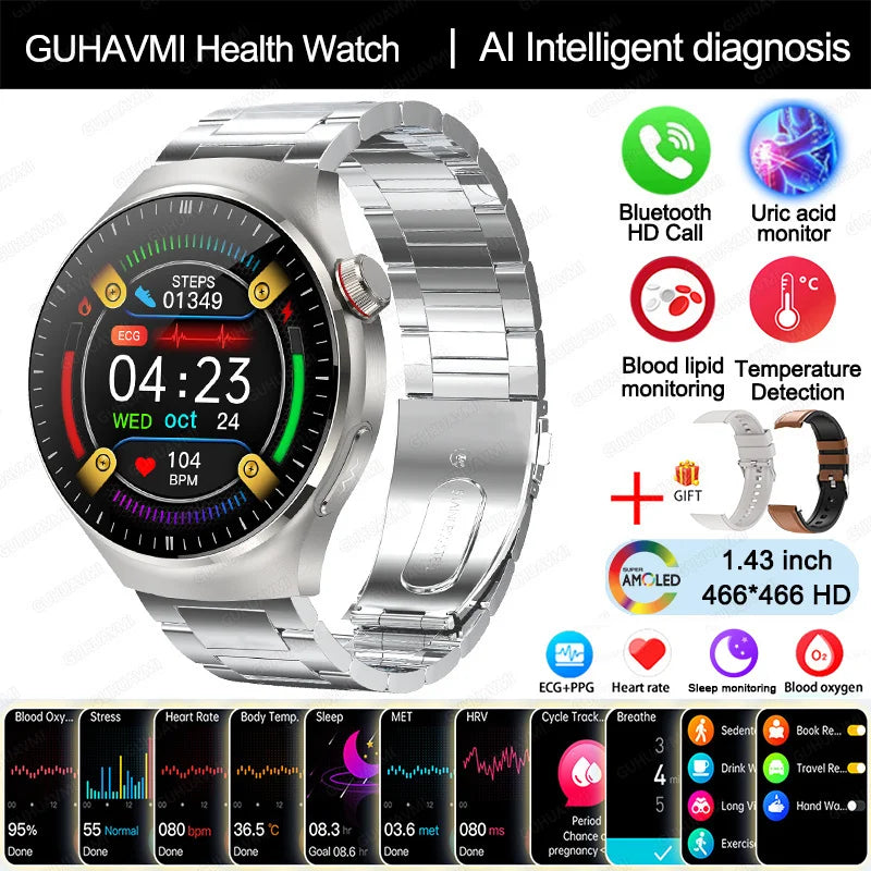 Smart Watch TK26 Blood Oxygen ECG Body Temperature by GUHUAVMI
