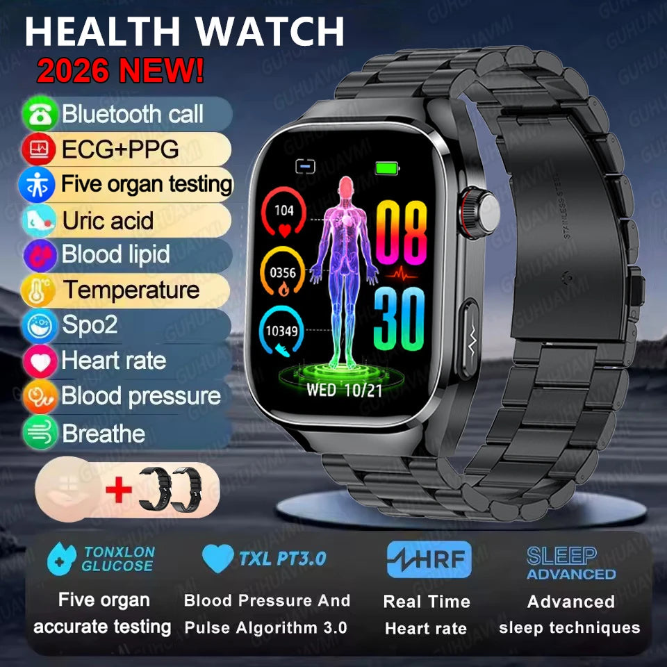 Smart Watch for Men Uric Acid and Body Fat Monitoring