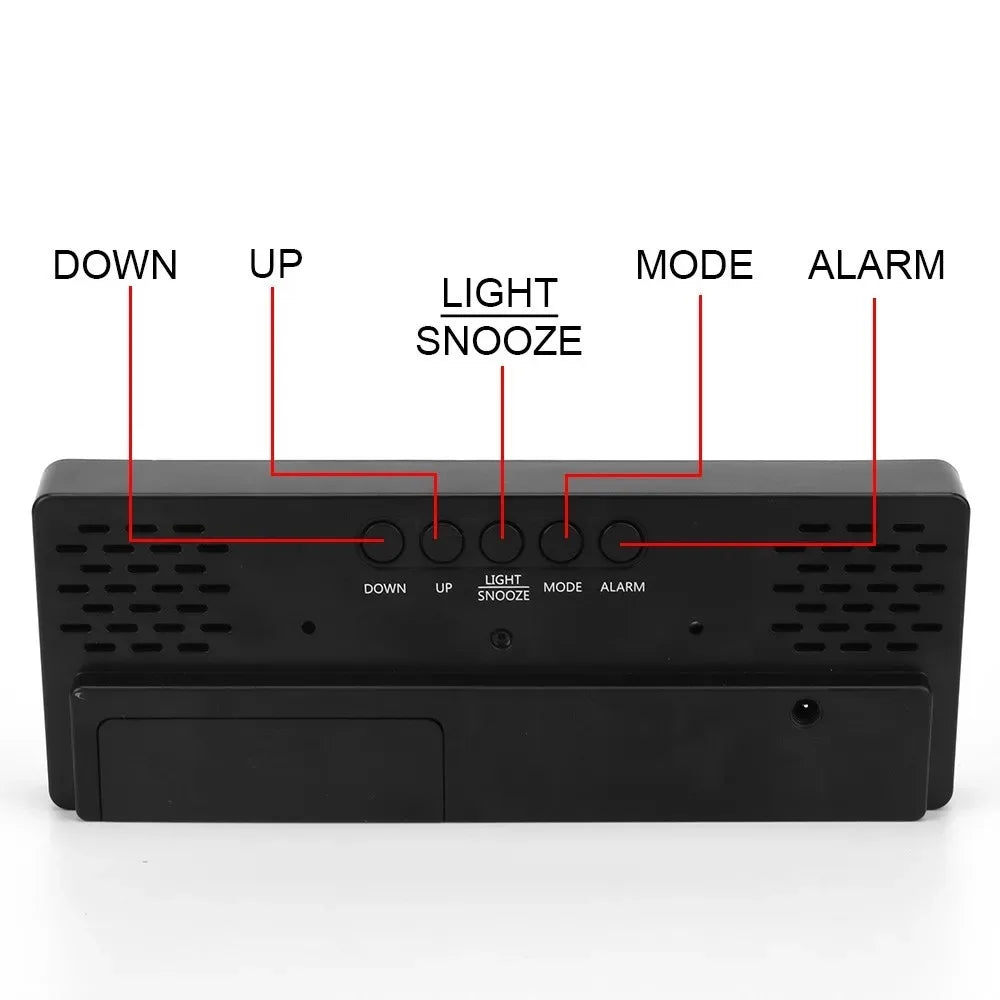 Digital Alarm Clock LED Curved Screen Plastic Bedside Clock