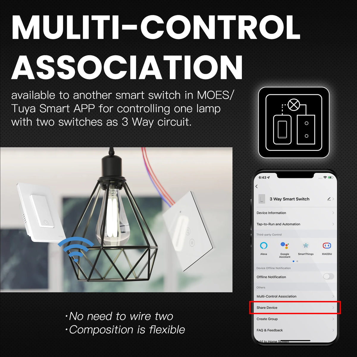 Tuya Smart WiFi Push Button Light Switch by MOES