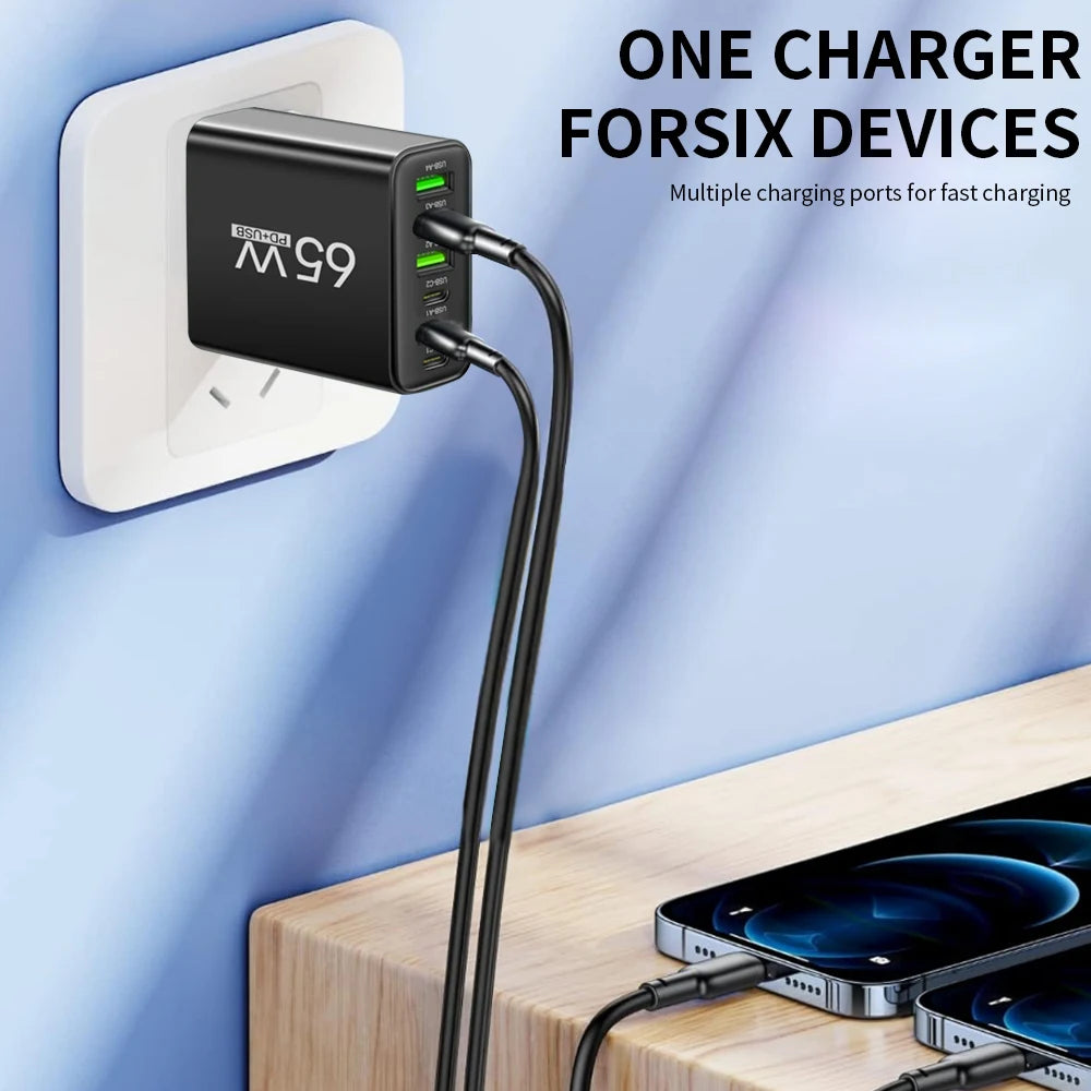 65W USB Charger Type C Adapter for iPhone Samsung Xiaomi Huawei